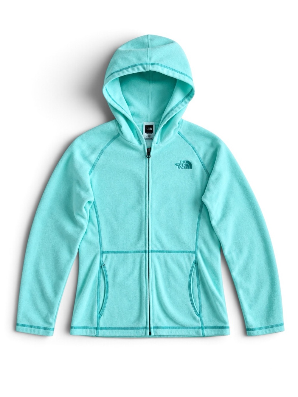 The North Face TKA 100 Glacier Full-Zip Fleece Hoodie Jacket Aqua Girls XL (18)